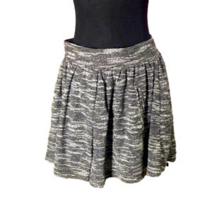 Free People Tweed Mini Skirt Gray White Textured Pleated Flared‎ A-Line Casual